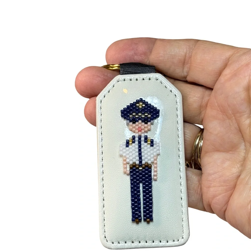 Hand Crafted Cream and Navy Pilot Key Holder